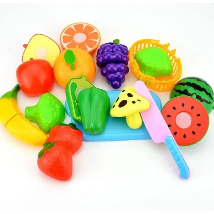 Lot de 24Pcs Jeu D'imitation Coupe Fruits Légumes Jeu Enfants Kid Jouet éducatif a decouper de Cuisine Pizza pour Les Enfant a la M-1