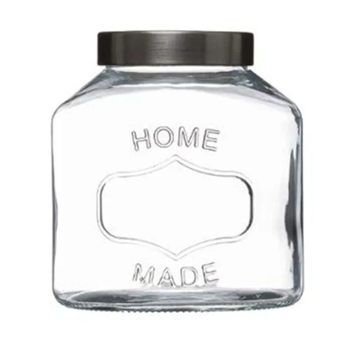 Bocal en Verre "Ovale "Inox" 1L Transparent-0