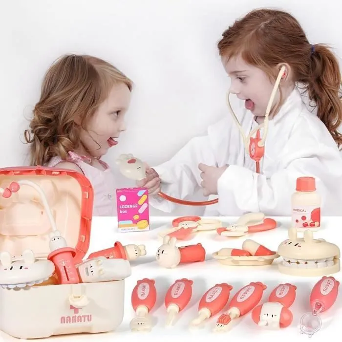 Jouet d'imitation - AMOUNE - Malette Docteur Enfant - 43 pièces - Pour Fille - Couleur PINK-3