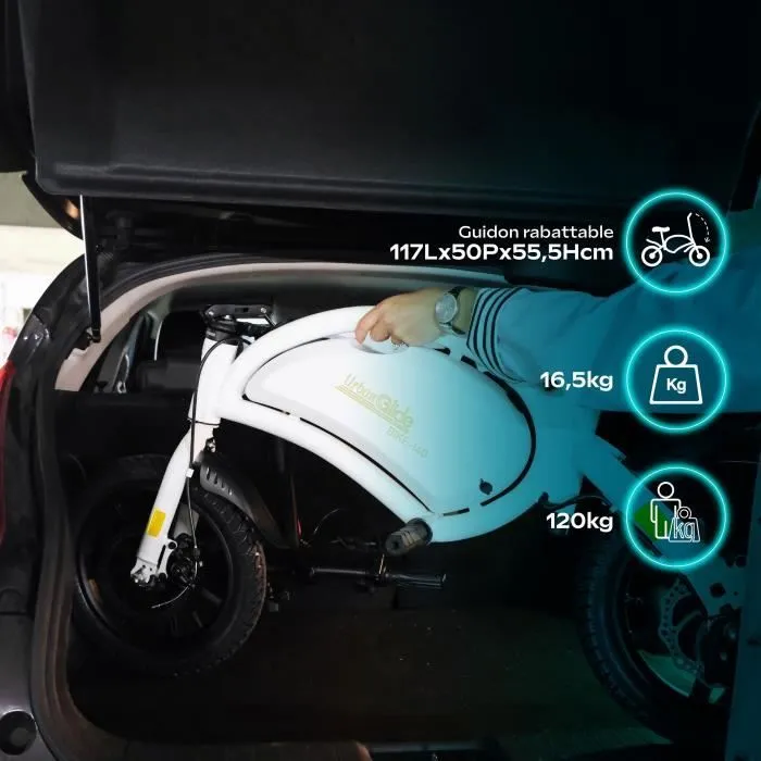 Draisienne électrique - URBANGLIDE - BIKE 140 WHITE - 36V - 350W - Pneus 14" - Autonomie 18KM - Vitesse max 25KM/h-2