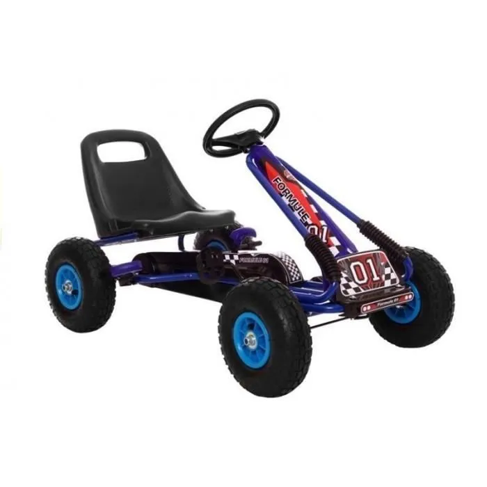 Go-Cart Race Blue- Pumped Wheels With Hand Break-0