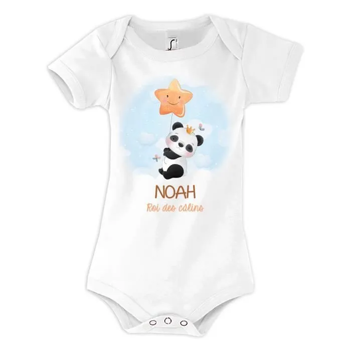 Body bébé Panda Roi des Câlins - Noah - Blanc - Enfant-0