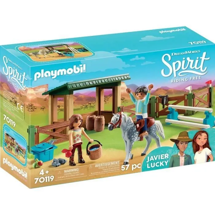 PLAYMOBIL Spirit - Espace d'entrainement Lucky et Javier avec Hacheta - Jouet pour enfant à partir de 4 ans-0