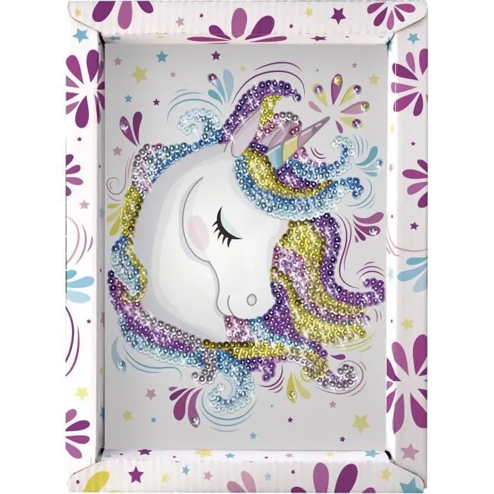 Kit loisir créatif - Licorne - Illustration avec sequins - Pour enfant à partir de 7 ans - Blanc-2