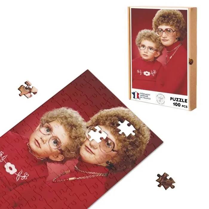 Puzzle Classique - FABULOUS - Photo Retro Mere & Enfant Pull Rouge - 100 Pièces - Intérieur - Mixte - Adulte-0