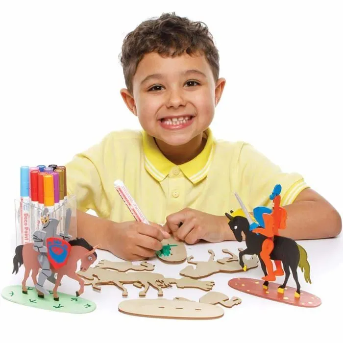 Jeu de peinture Baker ross - FE277 - Chevalier et Cheval en Bois 3D - Lot de 4, Construction en Bois Enfants ()-3