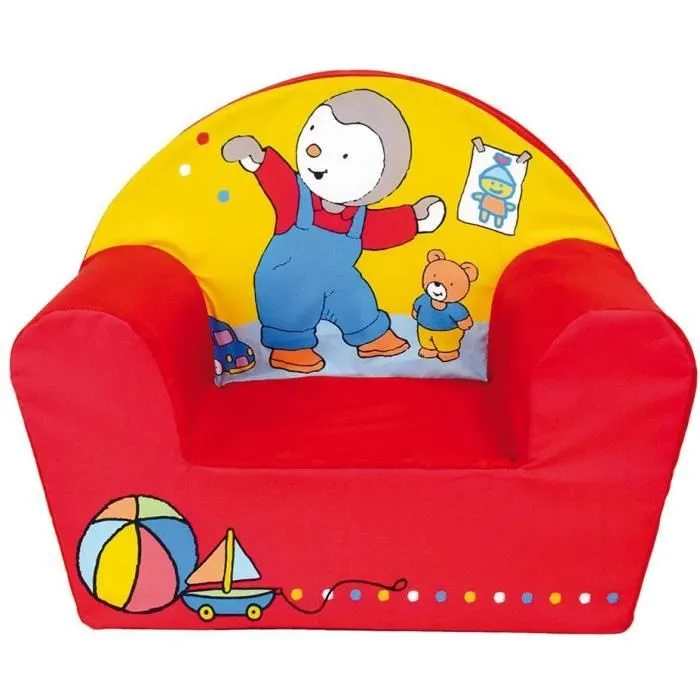T'CHOUPI - Coffret Fauteuil club + ensemble repas (assiette, bol, verre) + Peluche avec ourson 30 cm-1