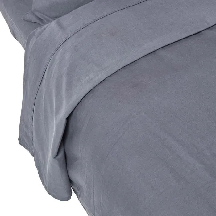 Drap plat en lin lavé Gris – 178 x 255 cm-0