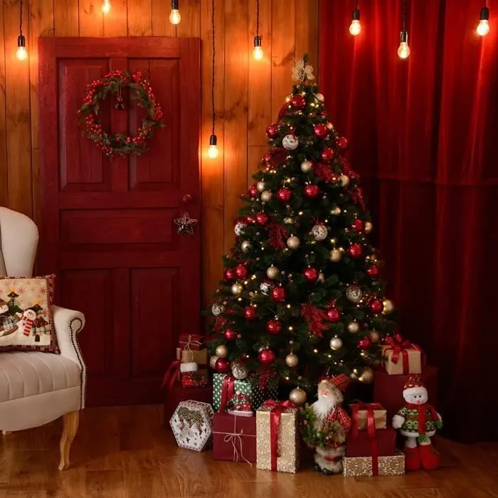 SALCAR Sapin de Noël Artificiel 180 cm avec 762 Pointes, Sapin de Nordmann, Pin Arbre de Noel avec Support en métal, Vert-1