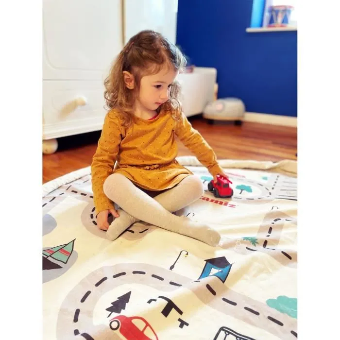TATAMIZ - Sac/Tapis de jeu 2 en 1 - Diamètre 140cm - Inclus 1 camion de pompier rouge-3