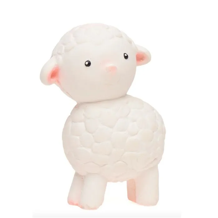 Jouet sensoriel LANCO Agneau en caoutchouc naturel pour bébé dès la naissance - Blanc - 7x4x10,5 cm-1