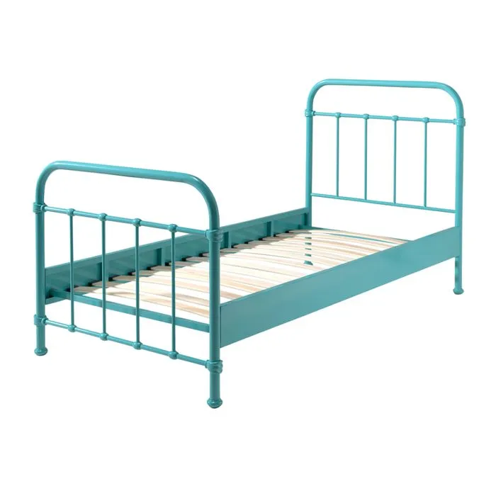 Lit enfant - Vipack - Vert menthe - Métal - 90x200cm - Sommier inclus-0