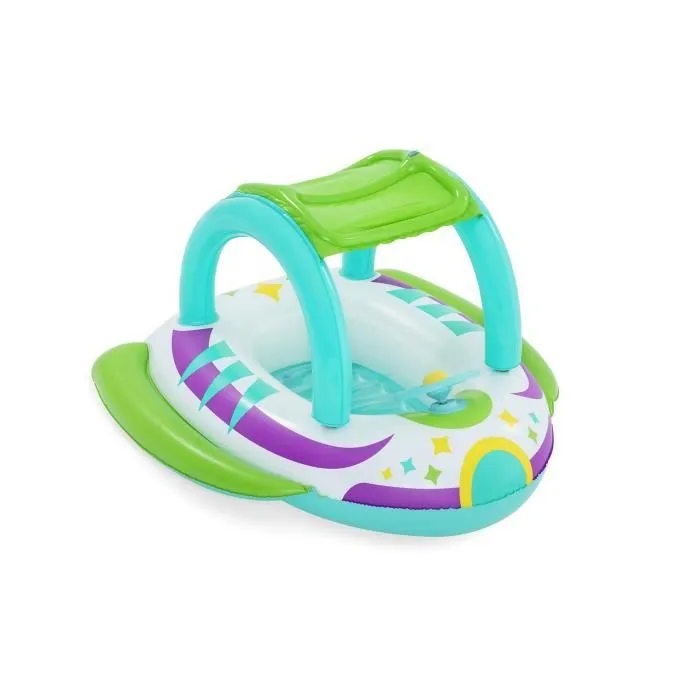 Bateau Gonflable - Bestway - Vaisseau Spatial - 98x95x61 cm - Toit Amovible - Klaxon Sonore-0