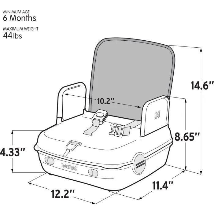 Réhausseur bébé pour table à manger - BENBAT - Portable et lavable - Facile à plier - Harnais de sécurité réglable - Gris-5