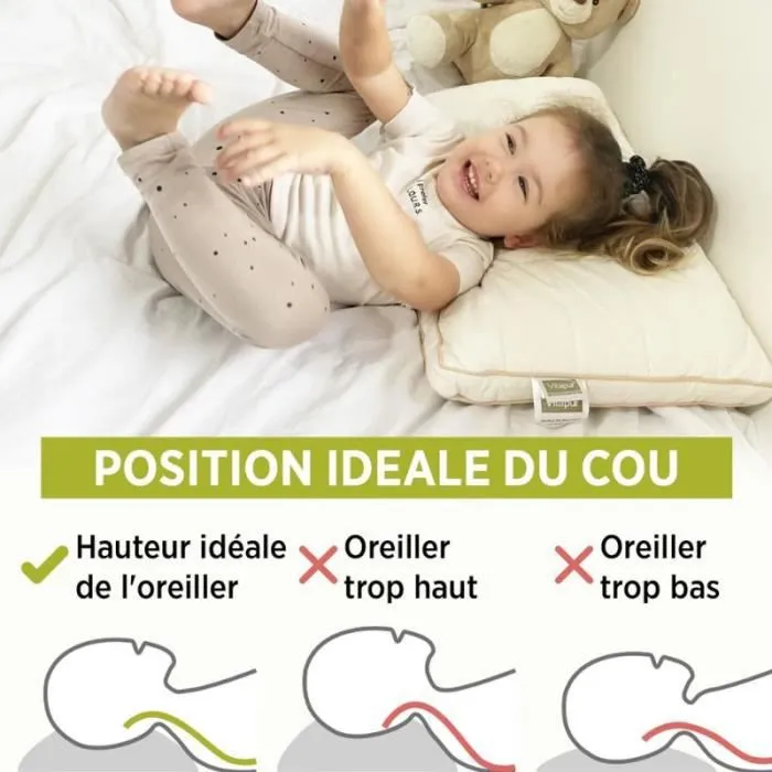 MY FIRST PILLOW - Oreiller évolutif pour bébé et enfant - 40 x 60 cm - Epaisseur et fermeté réglables - Coton et Fibres de bambou-3