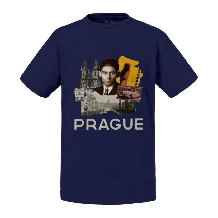 T-shirt Enfant Bleu Prague Vintage Voyage Tchéquie Carte Postale-0