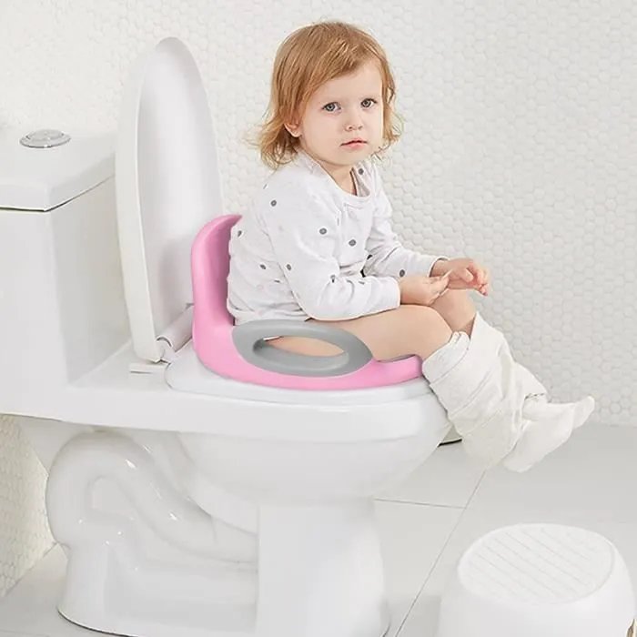 LILIIN Siège WC Enfant Pliable Rose-Gris, Réglable en Hauteur, Antidérapant et Pratique-3