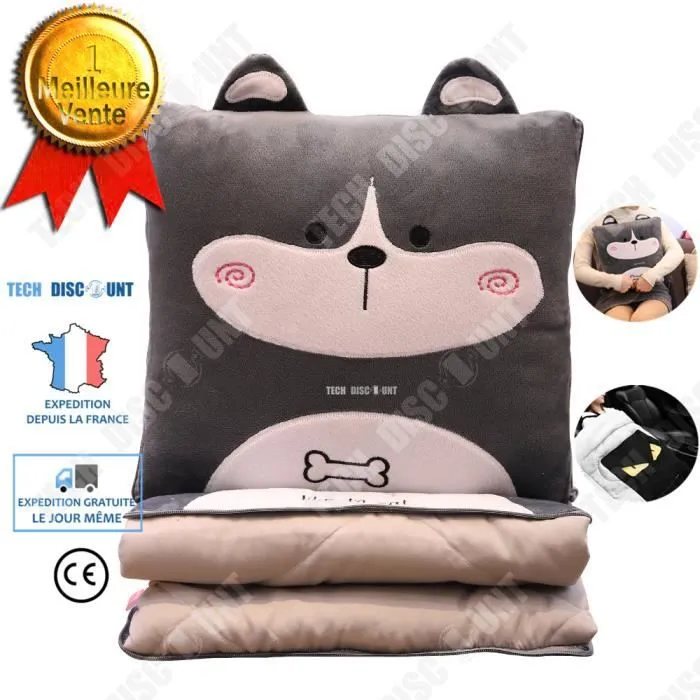 TD® oreiller couette integré 2 personnes bebe enfant couverture coussin ergonomique de voyage drap pas cher fille garcon ecole 2en1-0