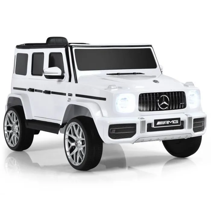 COSTWAY Mercedes-Benz G63 Voiture Électrique 12 V pour Enfants 2 Moteurs, Vitesse Max 5 km-h, Télécommande, Lumières LED, MP3, Blanc-0