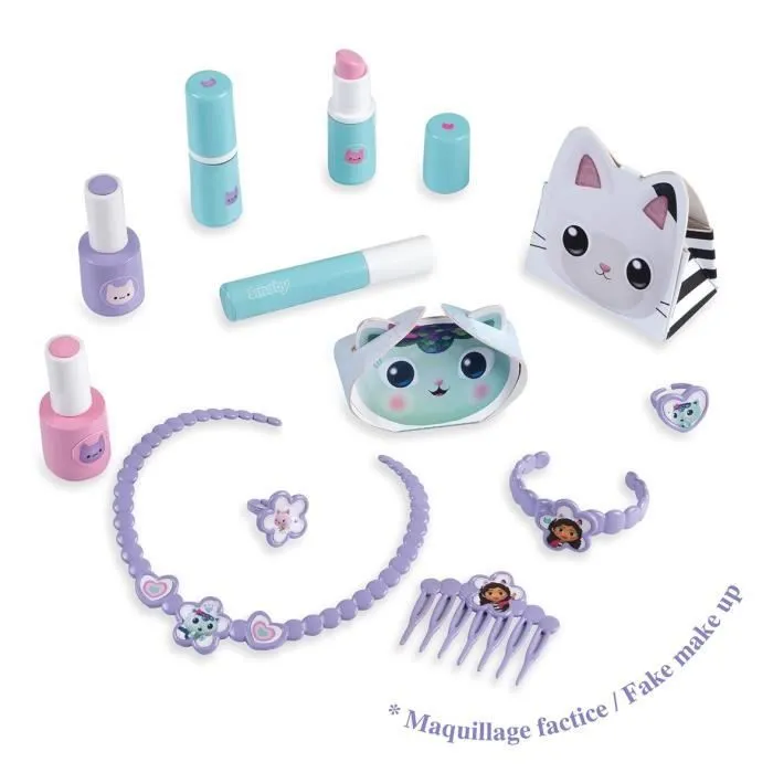 Smoby - Gabby et la Maison Magique - Coiffeuse enfant 2 en 1 - Tabouret inclus - 12 accessoires - Miroir orientable-3