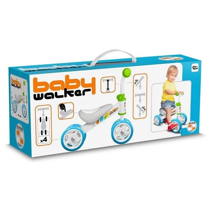 Draisienne Baby Walker Skids Control - Cadre acier ergonomique - 4 roues PVC - Confortable et sécurisé - Vert-3
