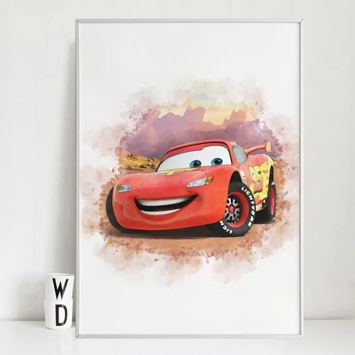 Affiche Décorative - Cars - Flash McQueen - 50x70cm - Toile Premium - Chambre Enfant-0