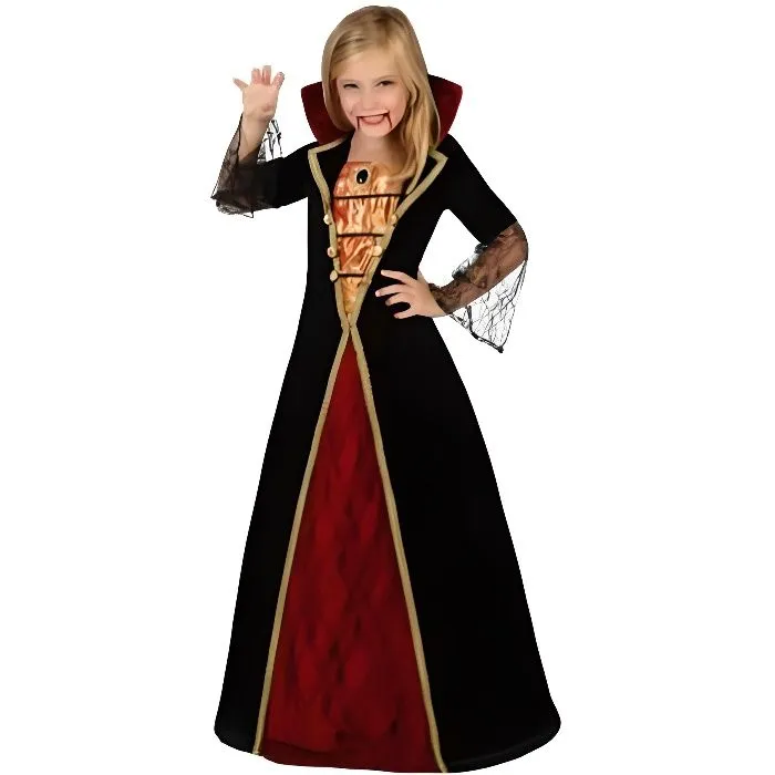 Déguisement de vampire fille - ATOSA - robe longue noire et rouge - à partir de 3 ans-0