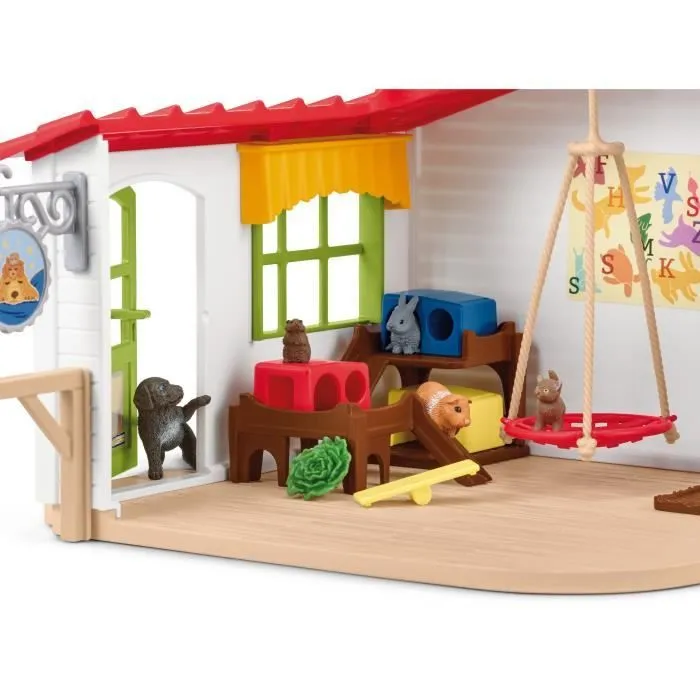Hôtel des Animaux de la Ferme - Grand coffret de 54 Pièces de Jouets Schleich avec Chien, Chat, Lapin, Accessoires et Plus - Cadeau-5