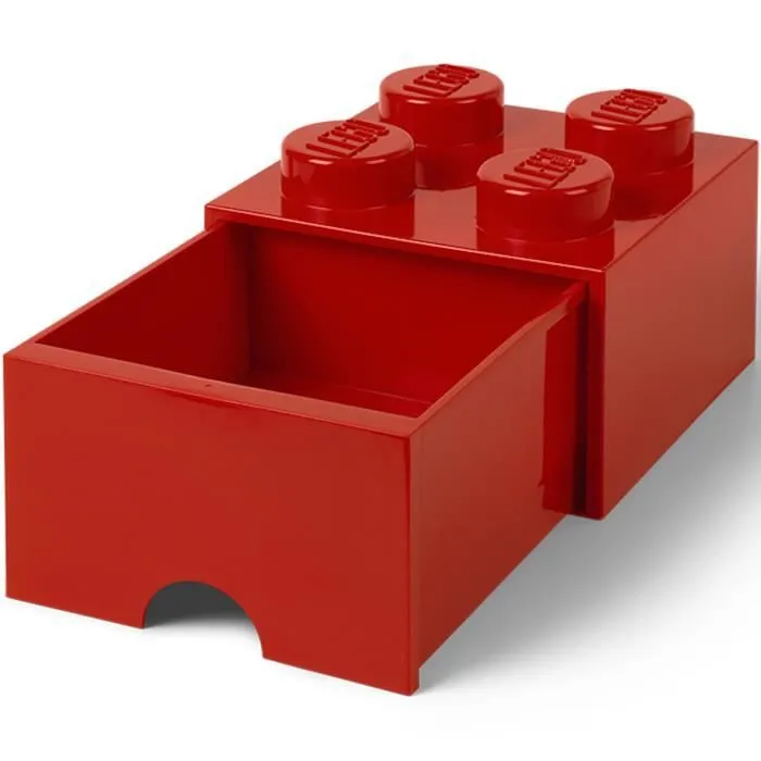 LEGO 40051730 Boîte bac Brique de rangement empilable Légo 4 plots 1 tiroir Plastique Rouge H18 x 25 x 25 cm-0