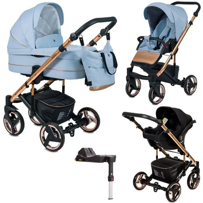 Bebeboutik NERI RoseGold ISOFIX Poussette 4en1 Landau hamac siege auto i Size avec ISOFIX Inclus accessoires Vanille