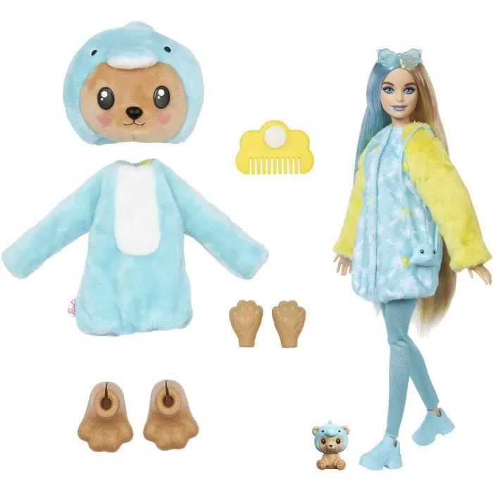 Barbie-Cutie Reveal-Poupée sur le thème des costumes, ourson dauphin HRK25-5