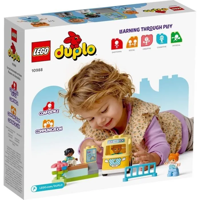 LEGO® DUPLO 10988 Le Voyage en Bus, Jouet Éducatif pour Développer la Motricité Fine, Enfants 2 Ans-4