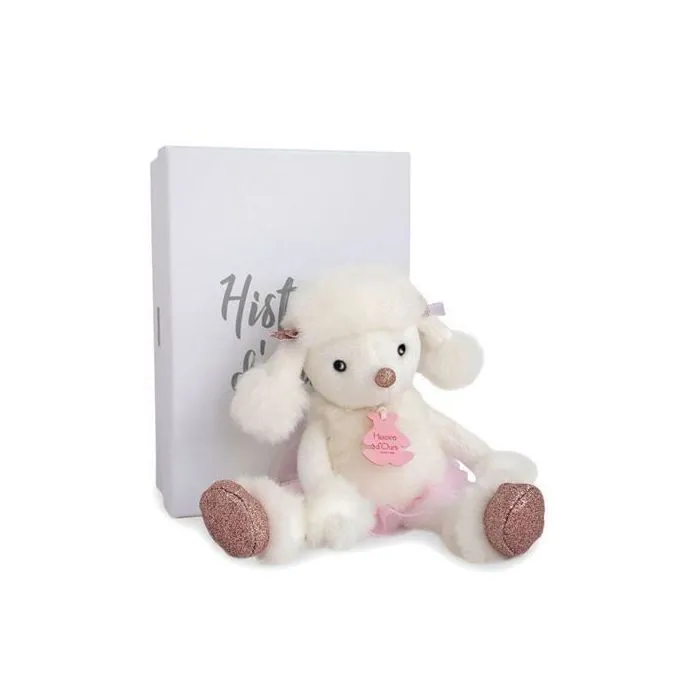 Doudou caniche Twist Roxane 25 cm - Histoire d'Ours - Blanc et Rose - Pour bébé-0