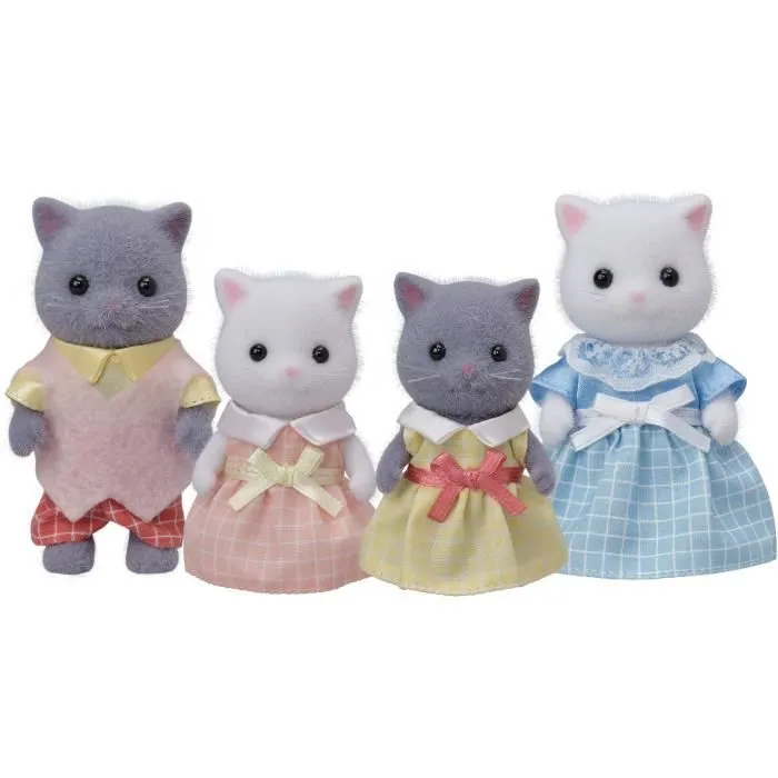 SYLVANIAN FAMILIES - Famille chat persan - 4 personnages articulés et habillés - Pour enfants à partir de 3 ans-0
