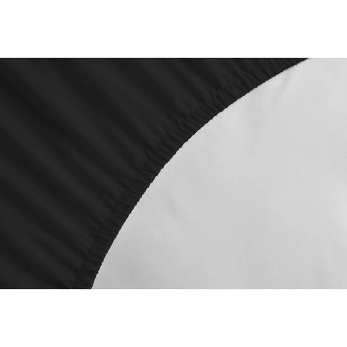 Drap housse uni 100% coton - Bonnet 25cm - Noir - 140x190 cm-2