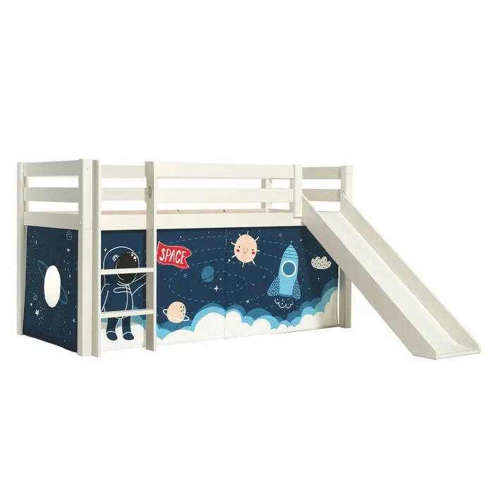 Vipack - PINO Lit mezzanine avec toboggan + Rideau pour lit en 4 parties Space-2