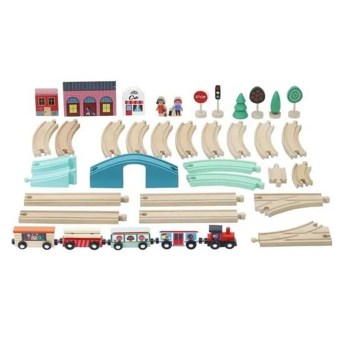 Circuit de train en bois Grand Express - Vilac - 40 pièces - Multicolore - Mixte - A partir de 3 ans-1