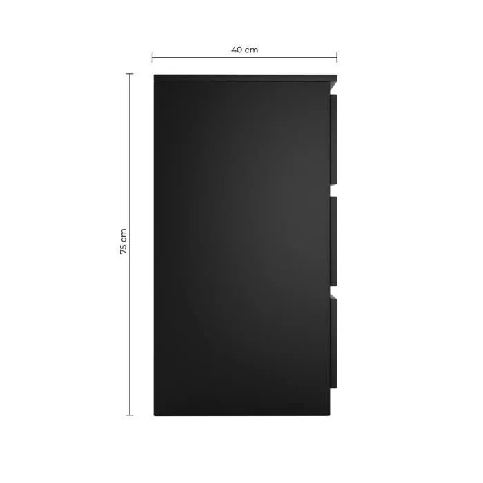 ASTER T3 - Commode 3 tiroirs - Chambre bureau salon - 77x70x40 - Meuble de rangement - Style Scandinave - Noir-3