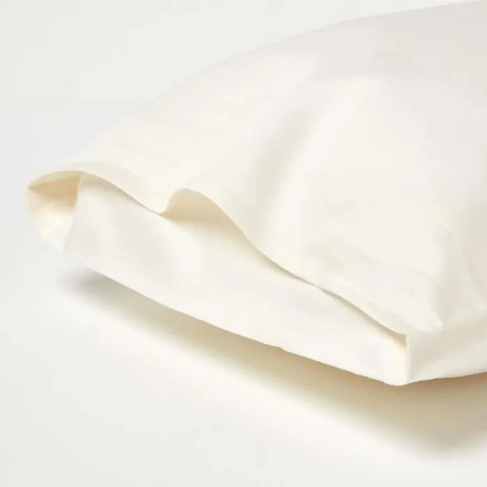 Taies d'oreiller enfant 40 x 60 cm en coton égyptien Bio 400 fils Crème, Lot de 2-1