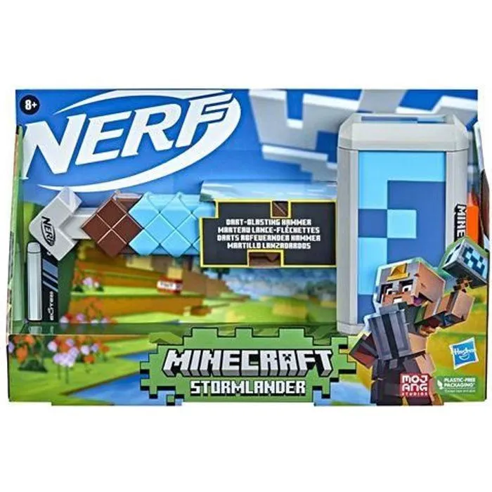 Nerf Minecraft - HASBRO - Marteau lance-fléchettes Stormlander - Capacité 3 fléchettes-0