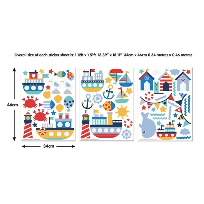 Stickers muraux Nautical - WWALLT - W WALLTASTIC - Réutilisables - Multicouleur - Rouge - Vinyle-1