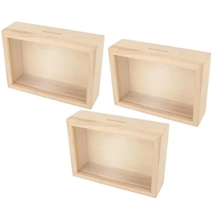 3 tirelires en bois à customiser 12 x 17 cm-3