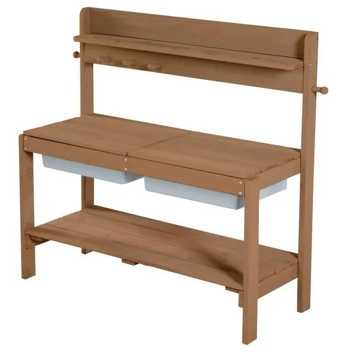 Table Sable et Eau pour Enfants - ROBA - Outdoor+ Fun - Bois Teck Résistant aux Intempéries-0