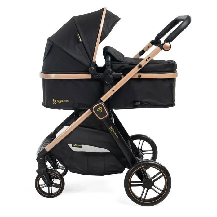 BEBELISSIMO - Poussette combinée trio 3 en 1 - siège auto 0+ IRIS – nacelle – dès la naissance – jusqu’à 22kg  - noir-1