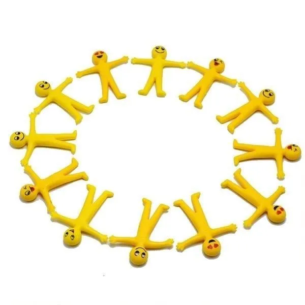 Lot de 10 Bonhommes émoticônes étirables anti-stress - Mixte - 4,5 x 4,8 cm-1