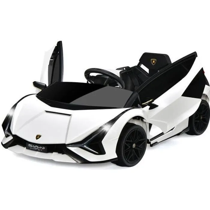 Voiture électrique Lamborghini SIAN pour enfants 3-8 ans - COSTWAY - Blanc - MP3, USB, Radio, Télécommande 2.4G-0