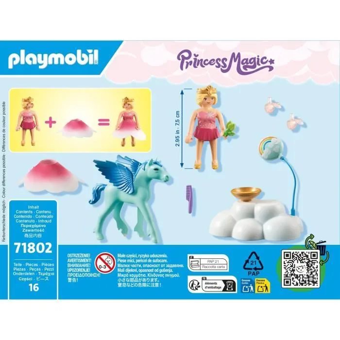 PLAYMOBIL 71802 Princesse et poulain ailé avec nuage, Princess Magic, 16 pièces, Dès 4 ans-4