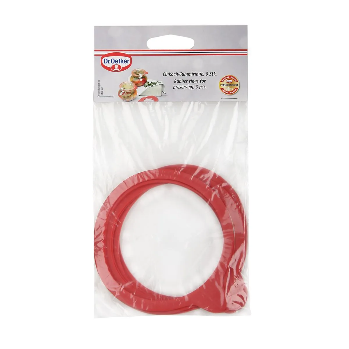 Joints caoutchouc pour bocaux en verre Dr Oetker Confiture - Rouge - Lot de 8-1