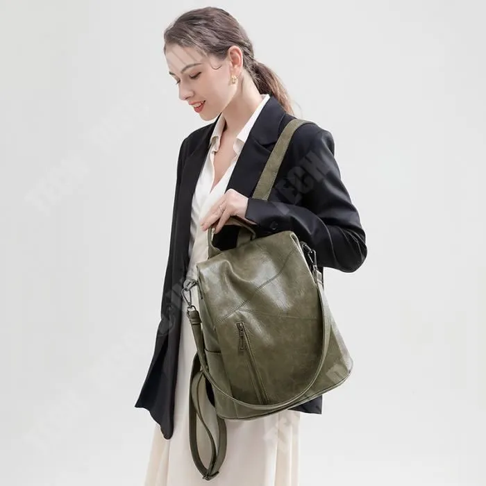 Sac à dos - TD® - Femme - Antivol - Cuir PU - Vert - Multifonctionnel-3