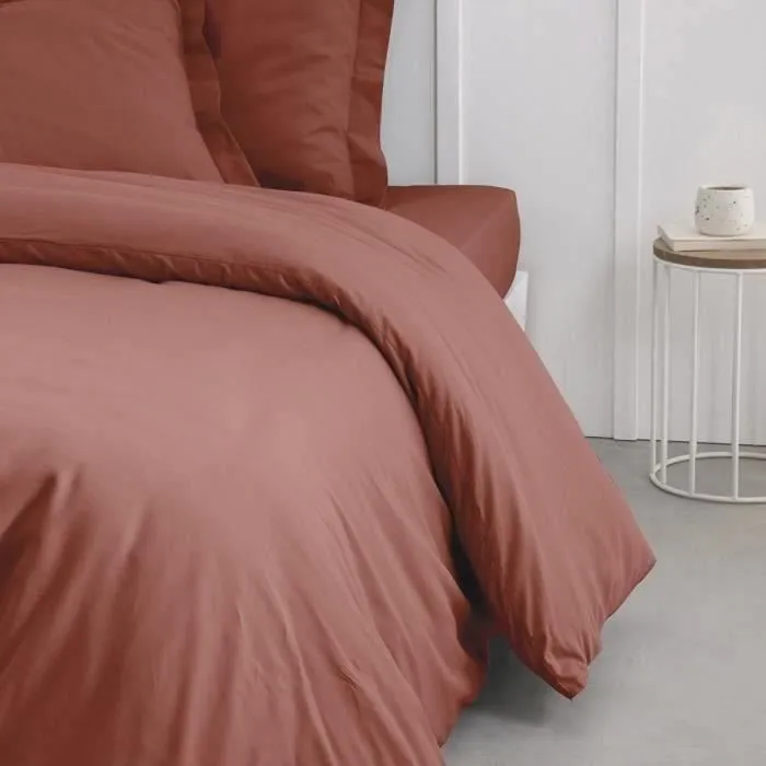 Housse de couette TODAY Essential - 220 x 240 cm - 2 personnes - 100% Coton uni - Terracotta-2